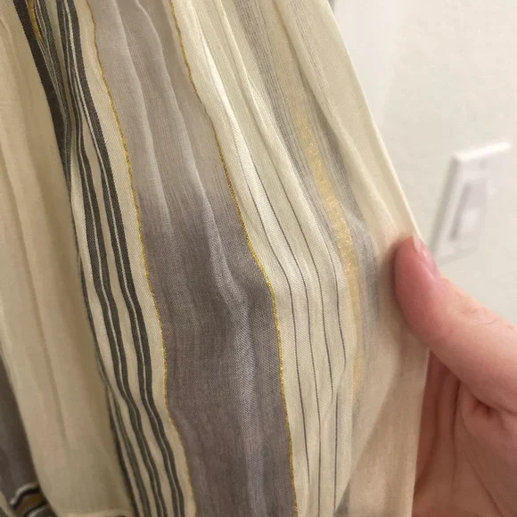 Banana Republic Zephyr Midi Skirt Gauzy Cream Gold Striped Midi Skirt - Picture 7 of 10
